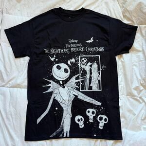 Nightmare before christmas black graphic tee sz m whimsigoth emo hot topic